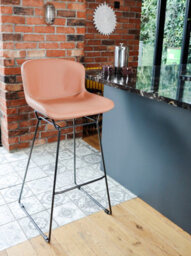 MMT Funiture Designs mmt Bar Stools Set Of 2, Tan Pu Leather, Sleigh Legs & Retro Style For Breakfast Bar, 47.5X50.5X99.5 Cm (Tan) - thumbnail 7