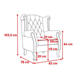 Purple Patchwork Wingback Armchair Fabric Chesterfield Button Back Scroll Arms - thumbnail 9