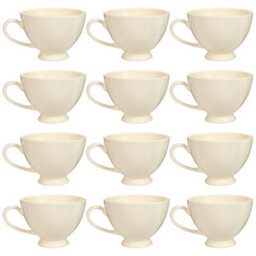 Dibor Set Of 12 Montmartre Large White Ceramic Tea Cups Coffee Mugs H9.7Cm X Dia13.5Cm - thumbnail 2