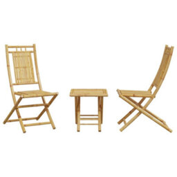 Walplus 3 Piece Bistro Set Bamboo For Garden Backyard, Balcony - Cushion Not Included - thumbnail 4