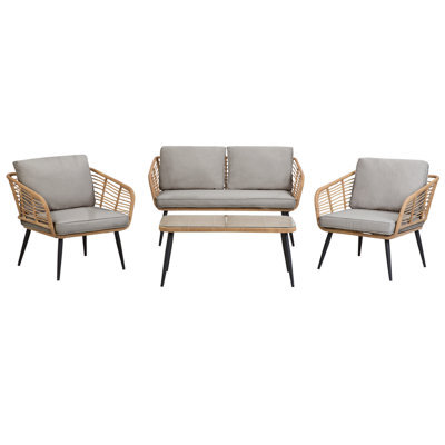 Beliani Garden Lounge Set With Table 4 Seater Corinth Ii Pe Rattan Natural - image 1