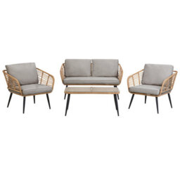 Beliani Garden Lounge Set With Table 4 Seater Corinth Ii Pe Rattan Natural - thumbnail 1