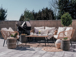 Beliani Garden Lounge Set With Table 4 Seater Corinth Ii Pe Rattan Natural - thumbnail 2