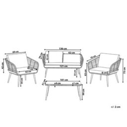 Beliani Garden Lounge Set With Table 4 Seater Corinth Ii Pe Rattan Natural - thumbnail 3