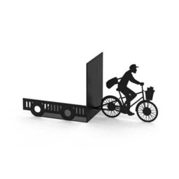 Balvi Postman Pedalling Bike With Trailer Silhouette Black Metal Bookends - thumbnail 3