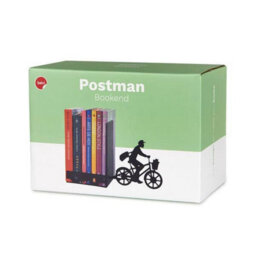 Balvi Postman Pedalling Bike With Trailer Silhouette Black Metal Bookends - thumbnail 5