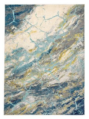 Multicoloured Funky Modern Abstract Nature Print Easy To Clean Rug For Dining Room-160Cm X 220Cm - image 1