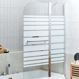 Wyld And Coco Aqualux Silver 140 X 100 Cm Adjustable Shower Bath Screen With Sliding Doors - thumbnail 2