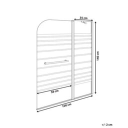 Wyld And Coco Aqualux Silver 140 X 100 Cm Adjustable Shower Bath Screen With Sliding Doors - thumbnail 3