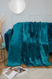 Rapport Home Dyed Mink Faux Fur Polyester Soft Cosy Plain Throw (150X200) Teal