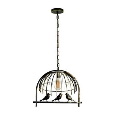 Ledsone Modern Bird Cage Pendant Light Brushed Brass Metal Lamp Shade E27 Base 49X40Cm 95Cm Adjustable Cable Easy Fit - image 1