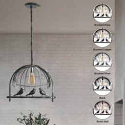Ledsone Modern Bird Cage Pendant Light Brushed Brass Metal Lamp Shade E27 Base 49X40Cm 95Cm Adjustable Cable Easy Fit - thumbnail 7
