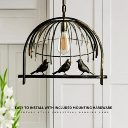 Ledsone Modern Bird Cage Pendant Light Brushed Brass Metal Lamp Shade E27 Base 49X40Cm 95Cm Adjustable Cable Easy Fit - thumbnail 6
