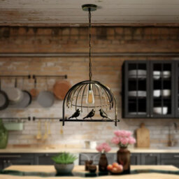 Ledsone Modern Bird Cage Pendant Light Brushed Brass Metal Lamp Shade E27 Base 49X40Cm 95Cm Adjustable Cable Easy Fit - thumbnail 5