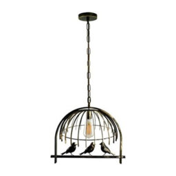 Ledsone Modern Bird Cage Pendant Light Brushed Brass Metal Lamp Shade E27 Base 49X40Cm 95Cm Adjustable Cable Easy Fit