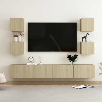 Berkfield 6 Piece Tv Cabinet Set Sonoma Oak Engineered Wood - image 1
