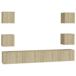 Berkfield 6 Piece Tv Cabinet Set Sonoma Oak Engineered Wood - thumbnail 2