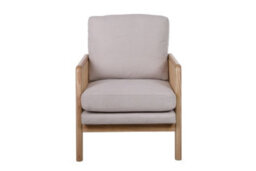 Rattan Arm Chair Accent White Fabric Birlea Ivy Easy Chair - thumbnail 8