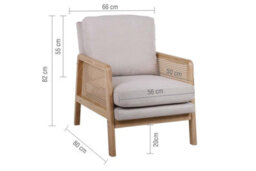 Rattan Arm Chair Accent White Fabric Birlea Ivy Easy Chair - thumbnail 9