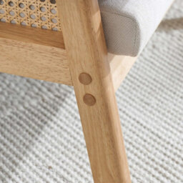 Rattan Arm Chair Accent White Fabric Birlea Ivy Easy Chair - thumbnail 7