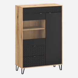 Heze Furniture Bellano Low Display Cabinet - Evok Oak / Black - thumbnail 2