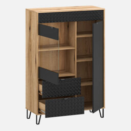 Heze Furniture Bellano Low Display Cabinet - Evok Oak / Black - thumbnail 3