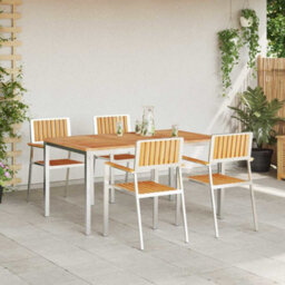 Berkfield Garden Dining Set 5 Pcs Brown Solid Teak Wood - thumbnail 4
