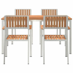 Berkfield Garden Dining Set 5 Pcs Brown Solid Teak Wood - thumbnail 7