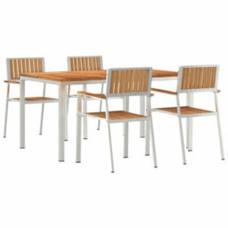 Berkfield Garden Dining Set 5 Pcs Brown Solid Teak Wood - thumbnail 2