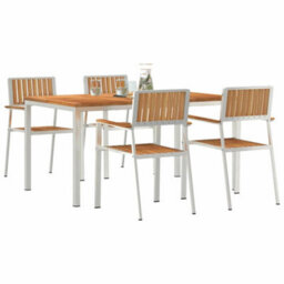 Berkfield Garden Dining Set 5 Pcs Brown Solid Teak Wood - thumbnail 3