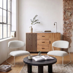 Wyld And Coco Ellehome Set Of 2 Armless Chairs Off-White Fabric Modern Living - thumbnail 2