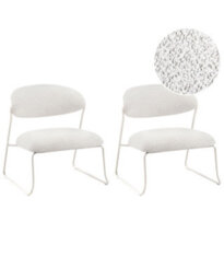 Wyld And Coco Ellehome Set Of 2 Armless Chairs Off-White Fabric Modern Living - thumbnail 3
