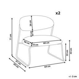 Wyld And Coco Ellehome Set Of 2 Armless Chairs Off-White Fabric Modern Living - thumbnail 4