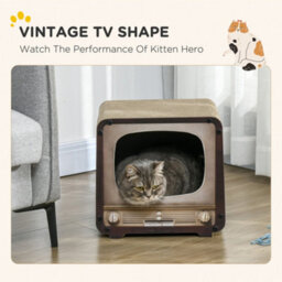 Pawhut Tv Shape Cat Scratching Board With Catnip, For Indoor Cats, Brown - thumbnail 5