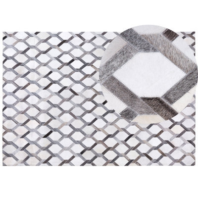 Beliani Rug Aydin Grey 160 X 230 Cm Leather - image 1