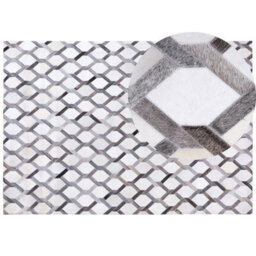 Beliani Rug Aydin Grey 160 X 230 Cm Leather