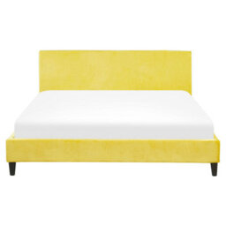 Beliani Bed Velvet Fitou 160 X 200 Cm (Eu King Size) Yellow - thumbnail 5