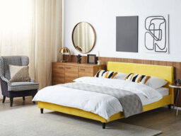 Beliani Bed Velvet Fitou 160 X 200 Cm (Eu King Size) Yellow - thumbnail 2