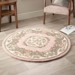 Pink Traditional Wool Rug, 25mm Thickness Floral Handmade Rug, Pink Rug For Living Room, & Dining Room-67Cm X 127Cm (Halfmoon) - thumbnail 3