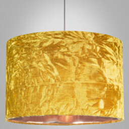 Happy Homewares Modern Ochre/mustard Crushed Velvet 14 Table/pendant Shade With Copper Inner - thumbnail 4
