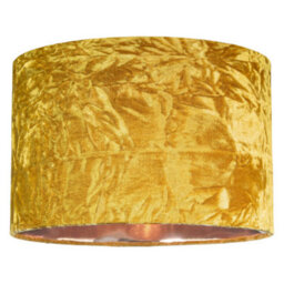 Happy Homewares Modern Ochre/mustard Crushed Velvet 14 Table/pendant Shade With Copper Inner