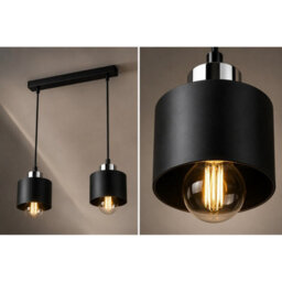Luminosa Lighting Luminosa Simply Bar Pendant Ceiling Light Black, Silver 2X E27 - thumbnail 3