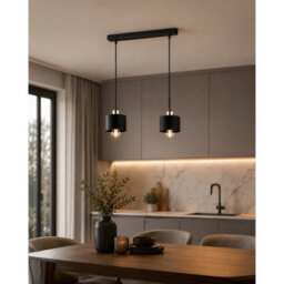 Luminosa Lighting Luminosa Simply Bar Pendant Ceiling Light Black, Silver 2X E27 - thumbnail 2