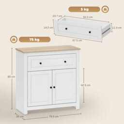 Wyld Haus Venisa White And Oak Sideboard - 1 Drawer, 2 Doors, Adjustable Shelf, Compact Modern Storage - thumbnail 3