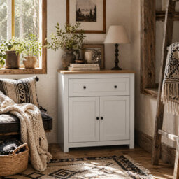 Wyld Haus Venisa White And Oak Sideboard - 1 Drawer, 2 Doors, Adjustable Shelf, Compact Modern Storage - thumbnail 1