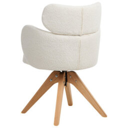 Wyld And Coco Nordic Home Swivel Dining Chair Light Beige Boucle Curved Backrest On Oak Legs - thumbnail 5
