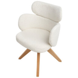 Wyld And Coco Nordic Home Swivel Dining Chair Light Beige Boucle Curved Backrest On Oak Legs - thumbnail 6