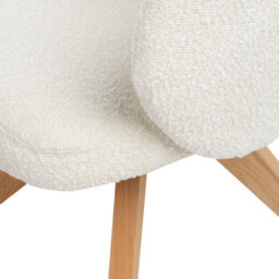 Wyld And Coco Nordic Home Swivel Dining Chair Light Beige Boucle Curved Backrest On Oak Legs - thumbnail 7