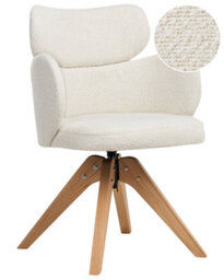 Wyld And Coco Nordic Home Swivel Dining Chair Light Beige Boucle Curved Backrest On Oak Legs - thumbnail 3