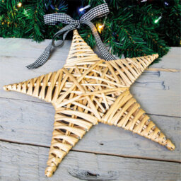 Netagon Home Festive Natural Wicker Christmas Star Ornament- Natural Wood